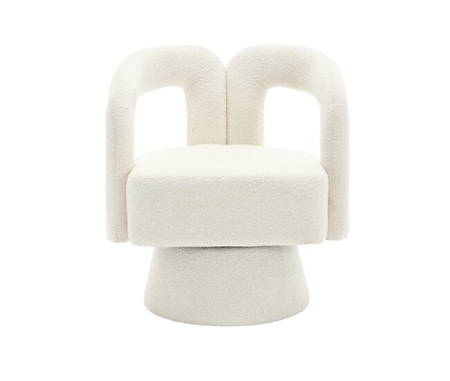 Sillón giratorio 360 grados - silla redonda con amplia acolchonada - beige