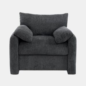 Poltrona individual grande - Design moderno, tecido chenille, tamanho grande - Cinza