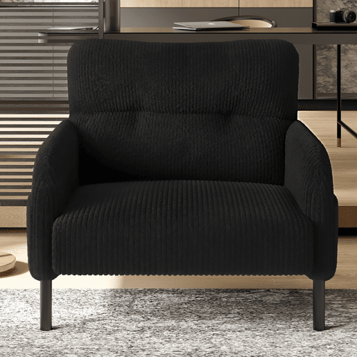 Poltrona de 1 lugar - Profundidade de assento confortável, braços com bolsos laterais, estrutura sólida - Preto Poltrona de 1 lugar - Profundidade de assento confortável, braços com bolsos laterais, estrutura sólida - Preto