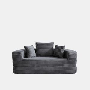 Sofá-cama 2 em 1 - conversível, compacto, com bolsos nos braços - cinzento