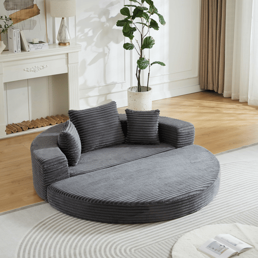 Sofá-cama 2 em 1 - conversível, compacto, com bolsos nos braços - cinzento Sofá-cama 2 em 1 - conversível, compacto, com bolsos nos braços - cinzento
