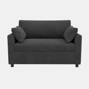 Sofá-cama de 2 lugares - com porta USB, mesa lateral dobrável e acessórios - cinzento