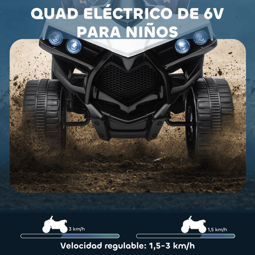 AIYAPLAY Quad Elétrico para Crianças 6V Quad Infantil para Idades dos 37 aos 72 Meses Velocidade até 3 kmh com Faróis e Música Branco