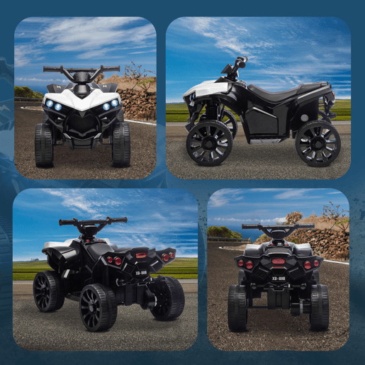 AIYAPLAY Quad Elétrico para Crianças 6V Quad Infantil para Idades dos 37 aos 72 Meses Velocidade até 3 kmh com Faróis e Música Branco