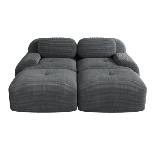 Sofá modular de 2 lugares - com chaise longue, antiderrapante, ergonómico - Cinza
