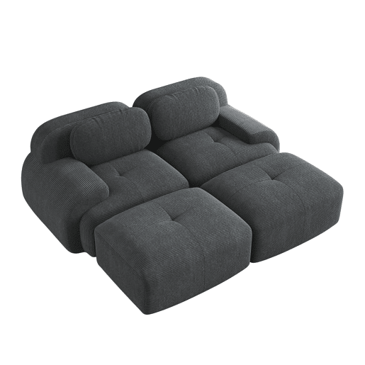 Sofá modular de 2 lugares - com chaise longue, antiderrapante, ergonómico - Cinza