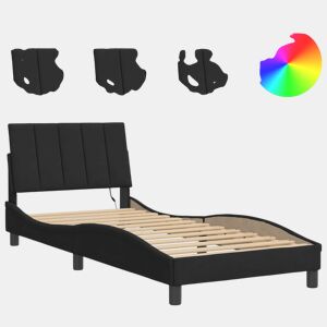 Estrutura de cama de solteiro para adultos com LED 90x200 cm veludo preto