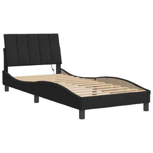 Estrutura de cama de solteiro para adultos com LED 90x200 cm veludo preto