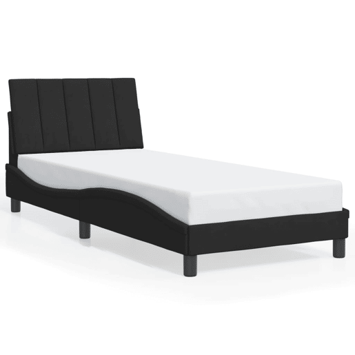 Estrutura de cama de solteiro para adultos com LED 90x200 cm veludo preto