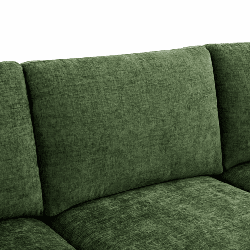 Sofá modular de 6 lugares - convertível em U e L, com 2 pufes e 6 almofadas, em chenille moderna - verde