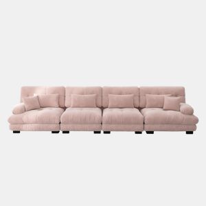 Sofá modular de 4 lugares - Sofá-cama confortável com assento profundo - Chenille Rosa
