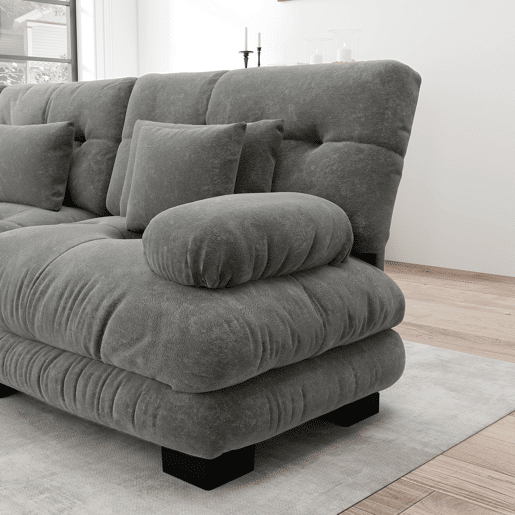 Sofá modular U 4 lugares - Sofás Cloud confortáveis com otomano móvel - Chenille cinza