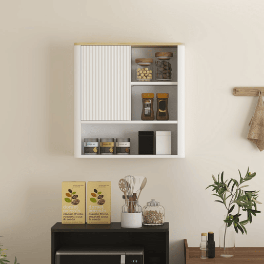 HOMCOM Armário de Parede para Casa de Banho com Prateleiras Ajustáveis Porta Deslizante Compartimentos e Design com Perfil Curvo 60x20x62 cm Branco