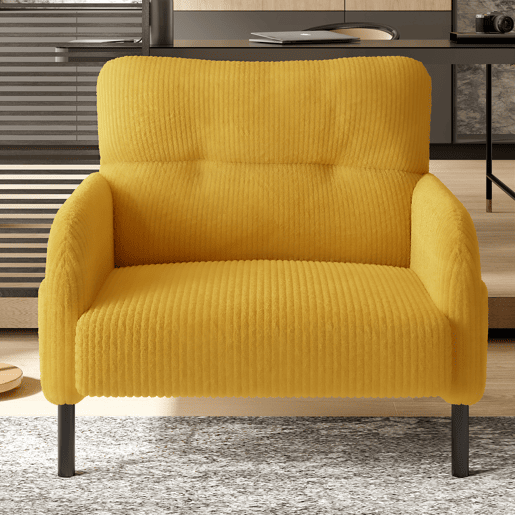 Poltrona de 1 lugar - Assento confortável, braços com bolsos laterais, estrutura sólida - Amarelo