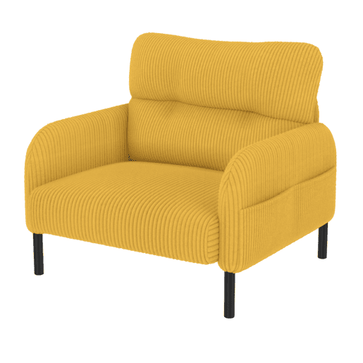 Poltrona de 1 lugar - Assento confortável, braços com bolsos laterais, estrutura sólida - Amarelo