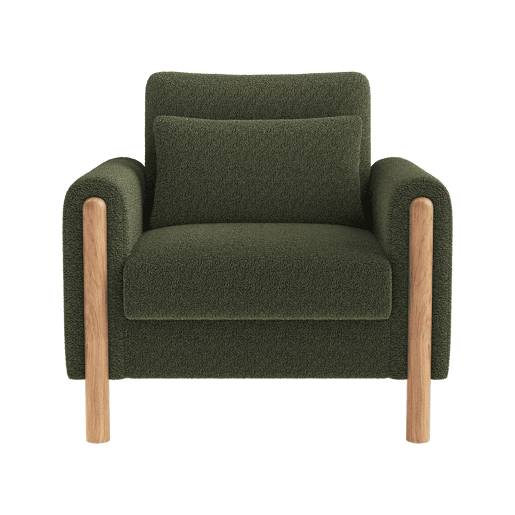 Cadeira moderna com braços - Poltrona individual confortável com almofada grossa - Verde Cadeira moderna com braços - Poltrona individual confortável com almofada grossa - Verde