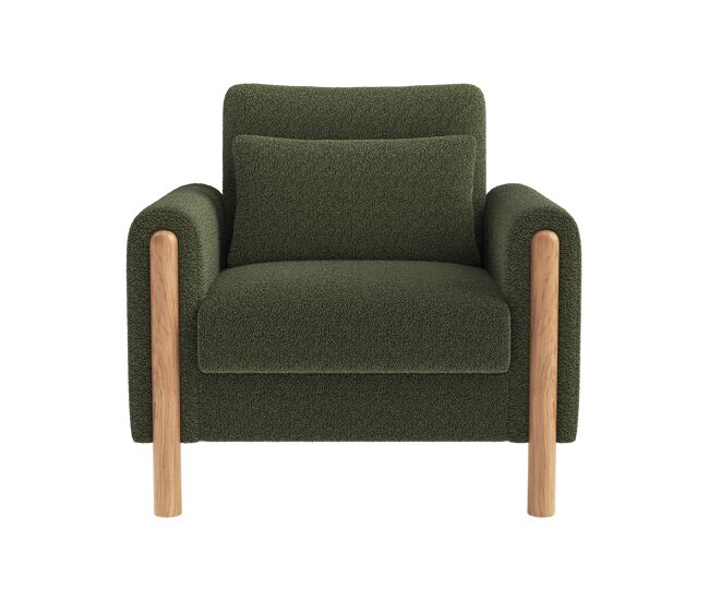 Silla moderna con reposabrazos - sillón individual cómodo con cojín grueso - verde