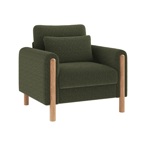 Cadeira moderna com braços - Poltrona individual confortável com almofada grossa - Verde Cadeira moderna com braços - Poltrona individual confortável com almofada grossa - Verde