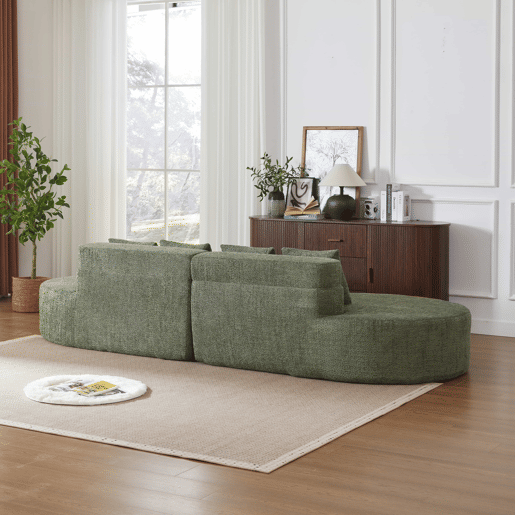Sofá modular de 4 lugares - 2 peças combináveis, espuma viscoelástica de alta densidade - verde