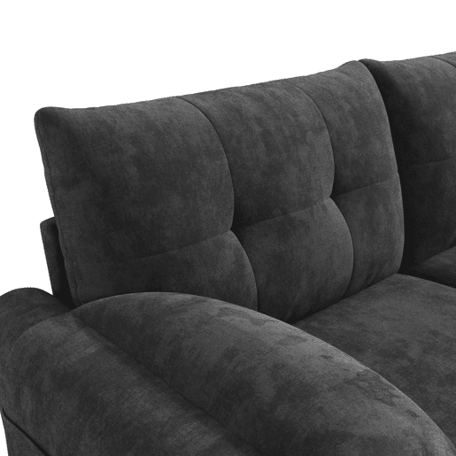 Sofá moderno de 2 lugares - Sofá de chenille com almofadas grossas, design escandinavo - Cinza