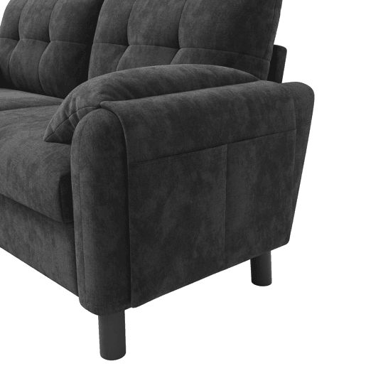 Sofá moderno de 2 lugares - Sofá de chenille com almofadas grossas, design escandinavo - Cinza