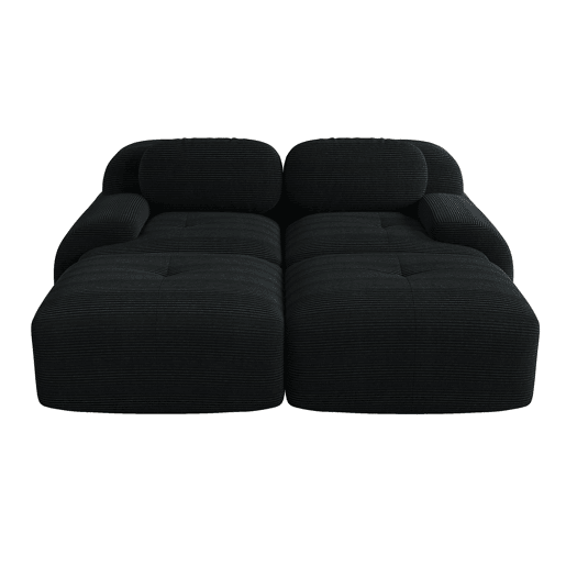 Sofá de 2 lugares - Modular com chaise longue, antiderrapante, apoios de braços ergonómicos e estofamento elástico - Preto
