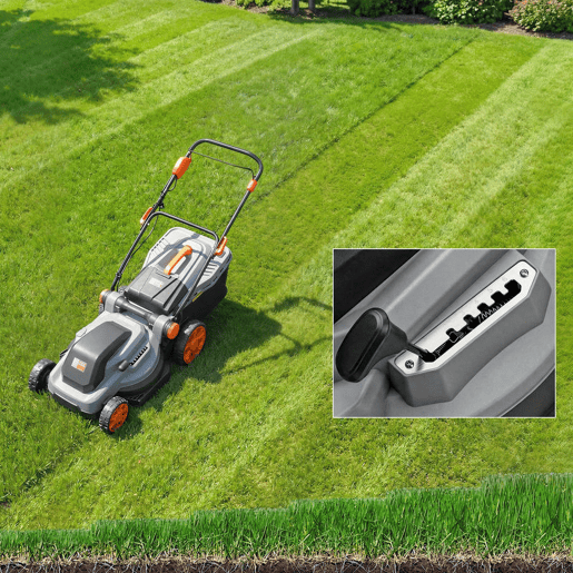 Outsunny Cortador de Relva a Bateria Sem Fios 18V, 2 Baterias de 4Ah, Largura de Corte 34 cm até 400 m², Função Mulching, Motor sem Escovas 700 W, Saco 35L, 6 Alturas de Corte 25-75 mm, Cabo Ajustável