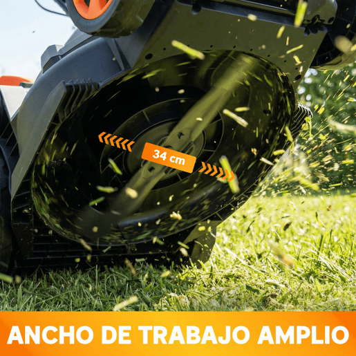 Outsunny Cortador de Relva a Bateria Sem Fios 18V, 2 Baterias de 4Ah, Largura de Corte 34 cm até 400 m², Função Mulching, Motor sem Escovas 700 W, Saco 35L, 6 Alturas de Corte 25-75 mm, Cabo Ajustável