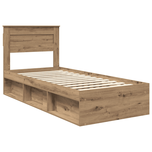 Estrutura de cama de solteiro moderno com cabeceira - Carvalho Artesanal 75 x 190 cm