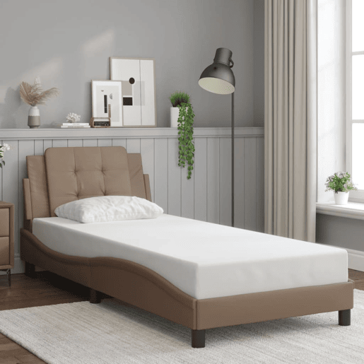 Estrutura de cama de solteiro para adultos com LED Zadar 100x200 cm cappuccino