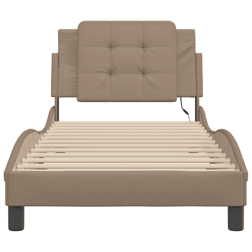 Estrutura de cama de solteiro para adultos com LED Zadar 100x200 cm cappuccino