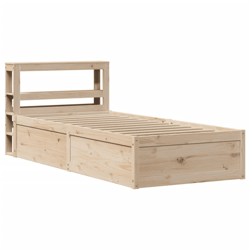 Estrutura de cama de solteiro para adultos com cabeceira 90x190 cm pinho maciço