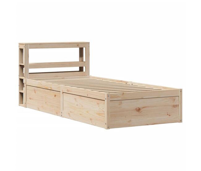 Estructura de cama individual para adultos con cabecero madera maciza pino 90x190 cm