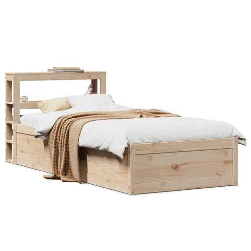 Estrutura de cama de solteiro para adultos com cabeceira 90x190 cm pinho maciço
