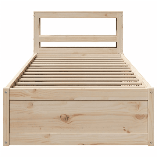 Estrutura de cama de solteiro para adultos com cabeceira 90x190 cm pinho maciço