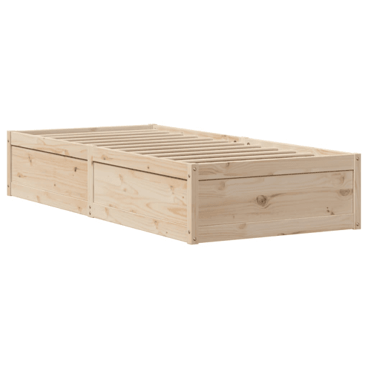 Estrutura de cama de solteiro para adultos com cabeceira 90x190 cm pinho maciço