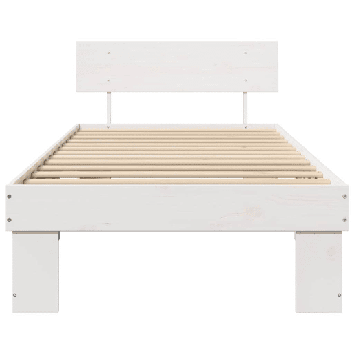 Estrutura de cama de solteiro para adultos com Cabeceira - Branco 100 x 200 cm