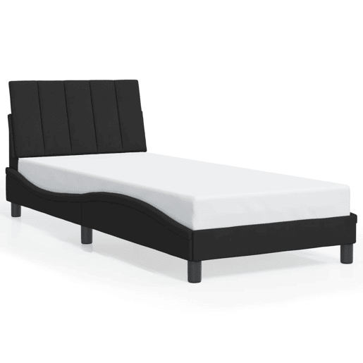 Estrutura de cama de solteiro para adultos com LED 90x190 cm veludo preto