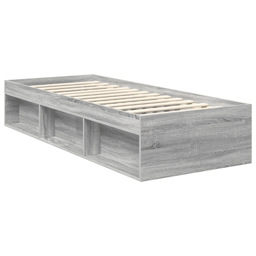 Estrutura de cama de solteiro com cabeceira - Cinza Sonoma 75 x 190 cm