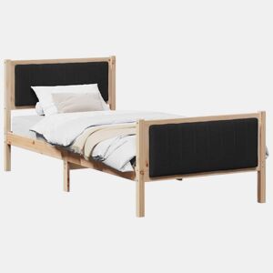 Estrutura de cama de solteiro simple com cabeceira - Castanho e preto 90 x 200 cm