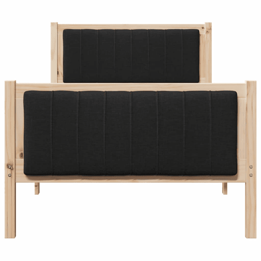 Estrutura de cama de solteiro simple com cabeceira - Castanho e preto 90 x 200 cm