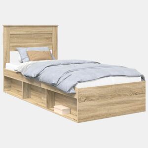 Estrutura de cama de solteiro moderno com cabeceira - Carvalho Sonoma 75 x 190 cm
