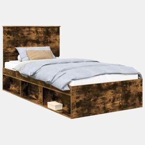 Estrutura de cama de solteiro para adultos com Cabeceira - Carvalho Defumado 100 x 200 cm