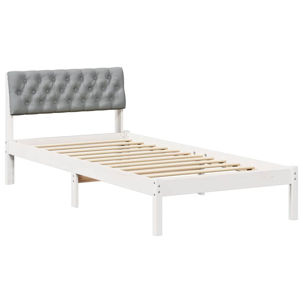 Estructura de cama simple para adultos 95x204 Blanco/ Gris Claro