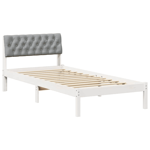 Estrutura de cama de solteiro para adultos Branco e cinza claro 90 x 190 cm