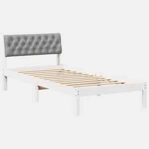 Estrutura de cama de solteiro para adultos Branco e cinza claro 90 x 190 cm