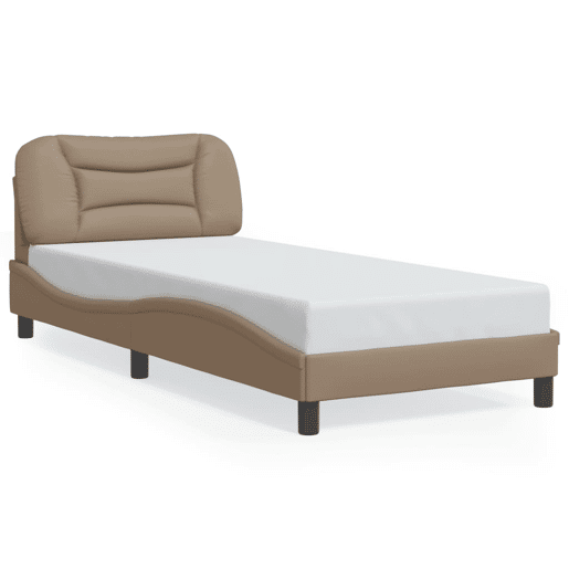 Estrutura de cama de solteiro para adultos com LED 90x200cm cappuccino