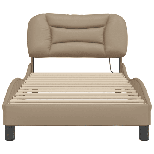 Estrutura de cama de solteiro para adultos com LED 90x200cm cappuccino
