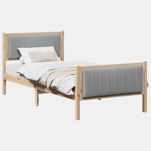 Estrutura de cama de solteiro simple - Marrom e cinza claro 90 x 200 cm