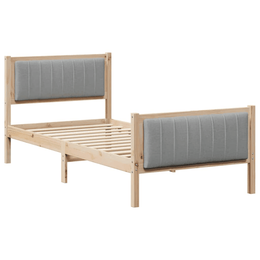 Estrutura de cama de solteiro simple - Marrom e cinza claro 90 x 200 cm